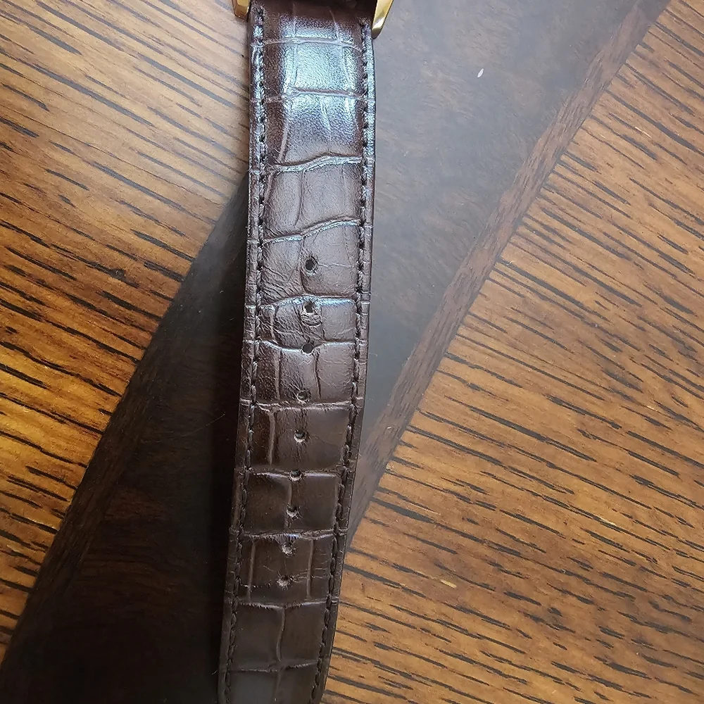 Seiko Gold-Tone Case with Brown Sunburst Dial and Brown Leather Strap
